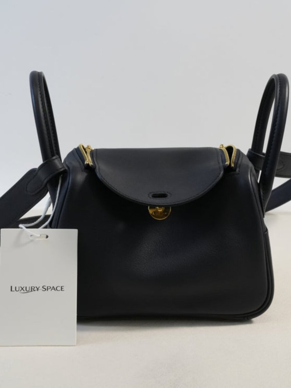 Hermès Mini Lindy II Dark Blue Leather Crossbody Shoulder Bag